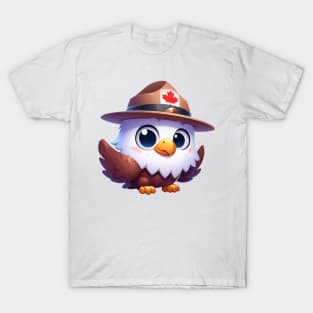 Cute Canadian Mountie Eagle Illustration T-Shirt